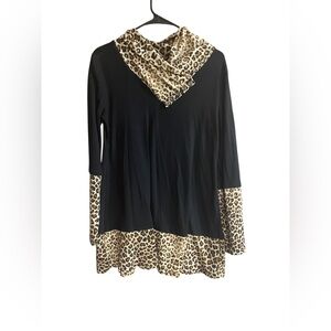 Bebonnie Cowl Neck Tunic Long Sleeve Form Fitting Casual A-Line Top Blouse